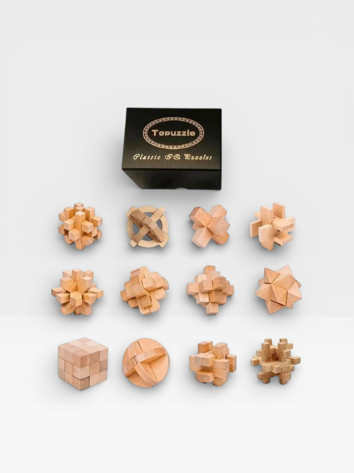 6PCS/12PCS Set Educational Wooden Bamboo Puzzle Interlocking Burr Puzzles Game Gift for Adults Children - UNIVEA