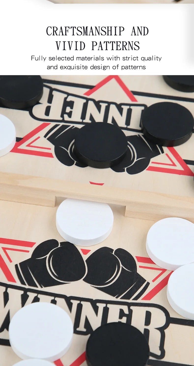 Fast Sling Puck Board Game Wooden Table Hockey Party Game for Kids & Adults - UNIVEA