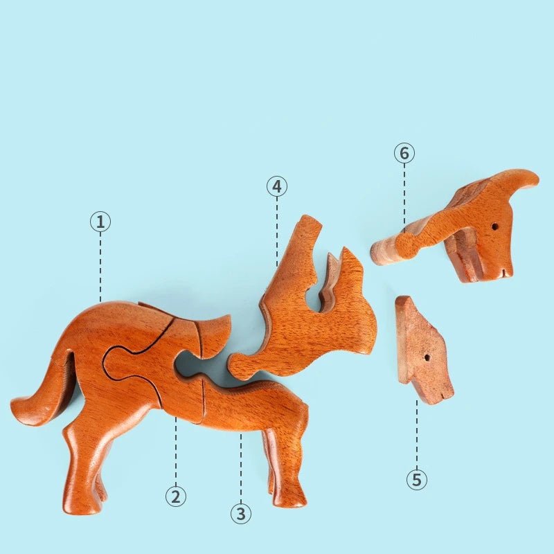 3D Wooden Stacking Animals Jigsaw Toys - UNIVEA