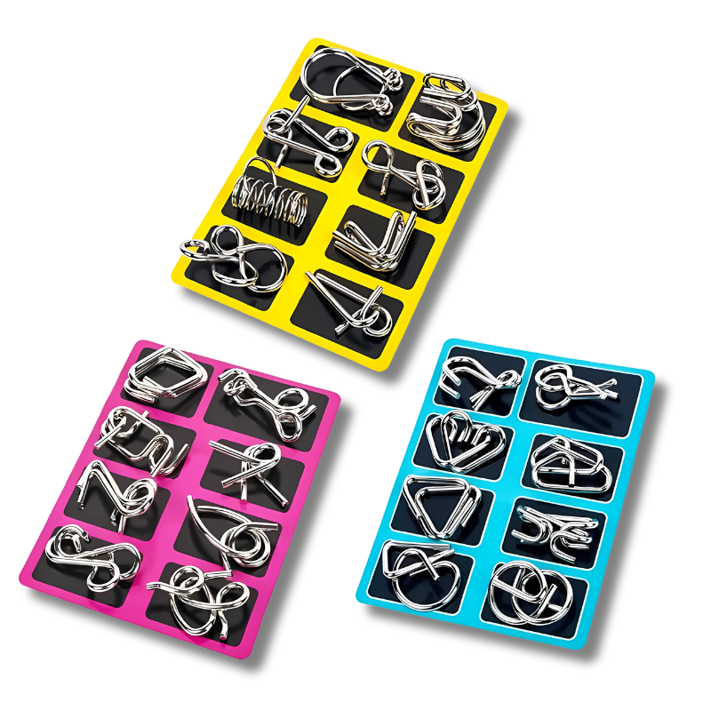 8Pcs/Set Metal Montessori Puzzle Wire IQ Mind Brain Teaser Puzzles Children Adults Interactive Game Reliever Educational Toys