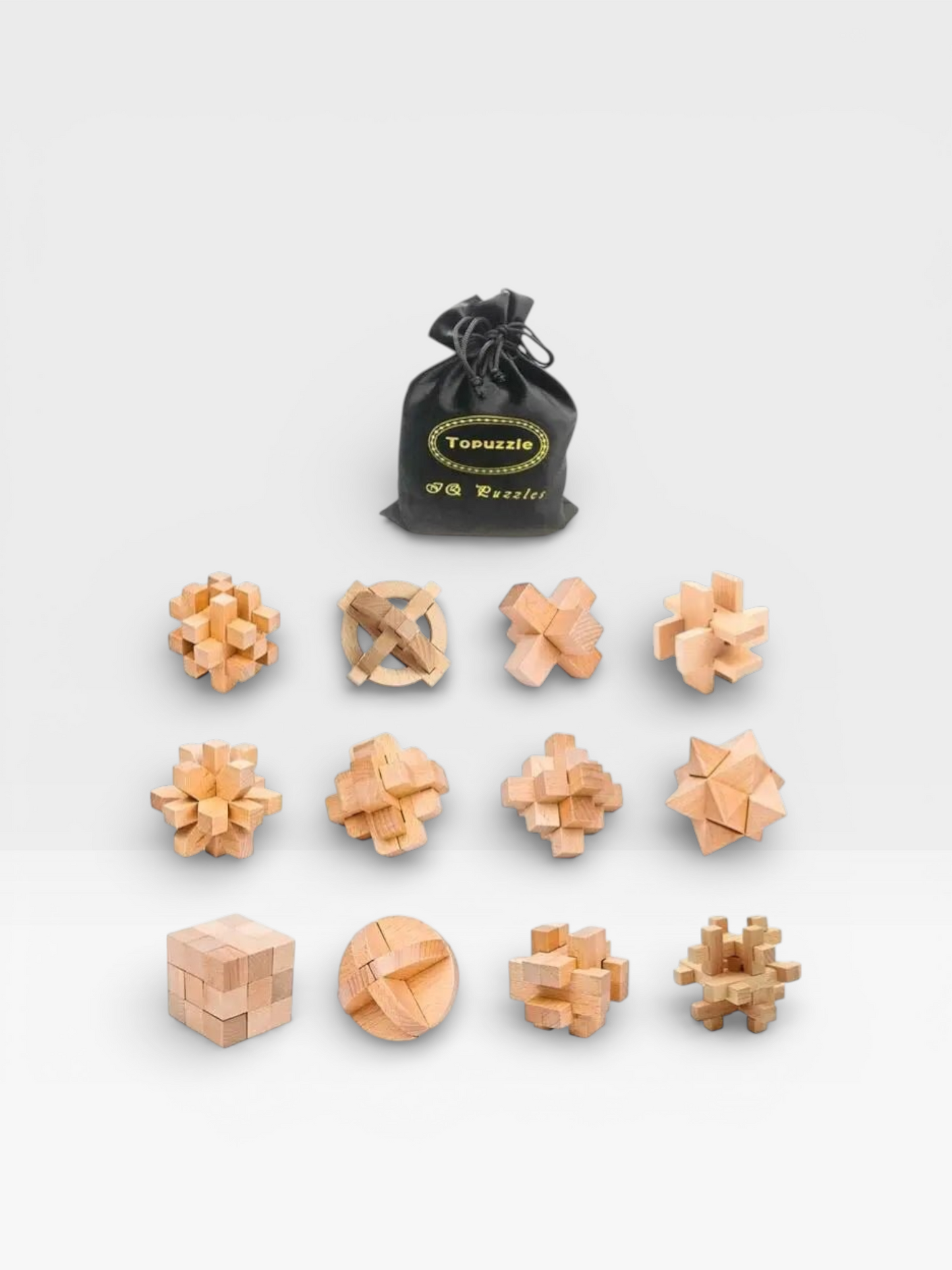 6PCS/12PCS Set Educational Wooden Bamboo Puzzle Interlocking Burr Puzzles Game Gift for Adults Children - UNIVEA