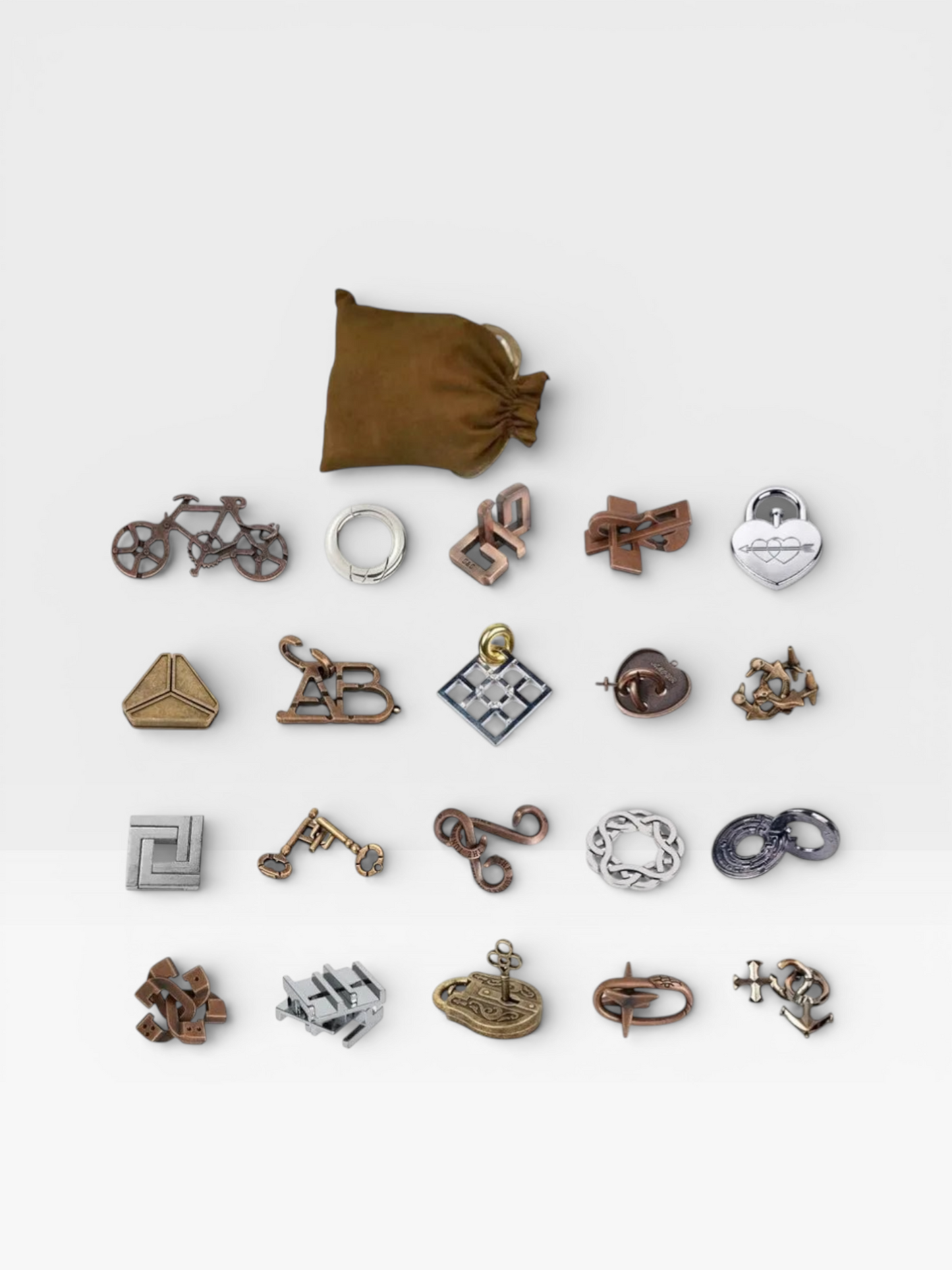 9/20PCS per Set Metal Puzzle Logic Mind Brain Teasers Rings Lock Baffling Game Gift for Adults Children - UNIVEA