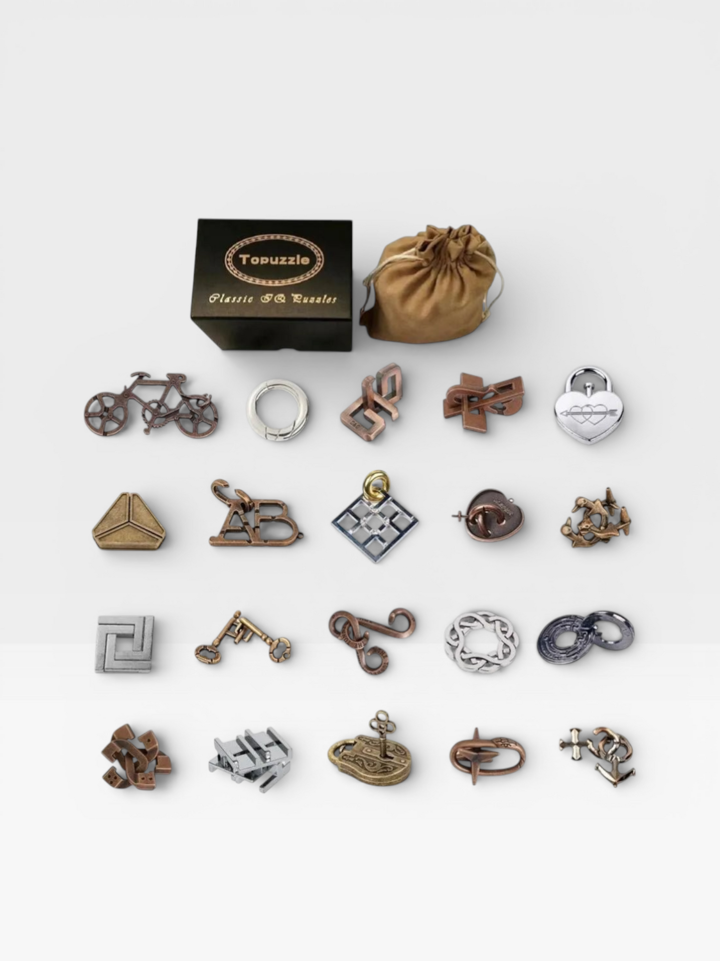 9/20PCS per Set Metal Puzzle Logic Mind Brain Teasers Rings Lock Baffling Game Gift for Adults Children - UNIVEA