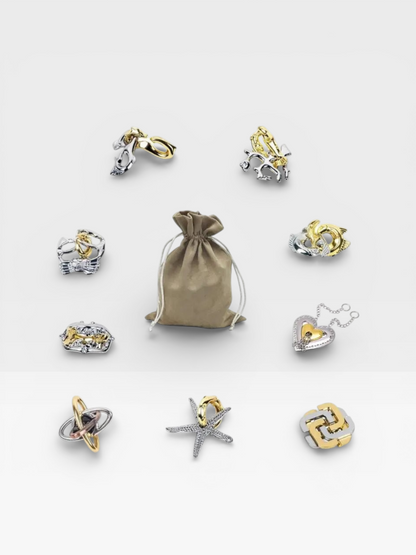 9/20PCS per Set Metal Puzzle Logic Mind Brain Teasers Rings Lock Baffling Game Gift for Adults Children - UNIVEA