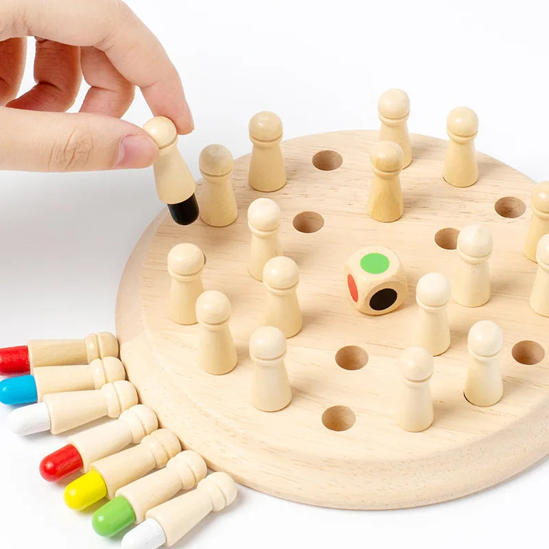 Wooden Memory Match Stick Chess Color Table Game Board Puzzles Montessori Educational Toy Cognitive Ability Learning Toys