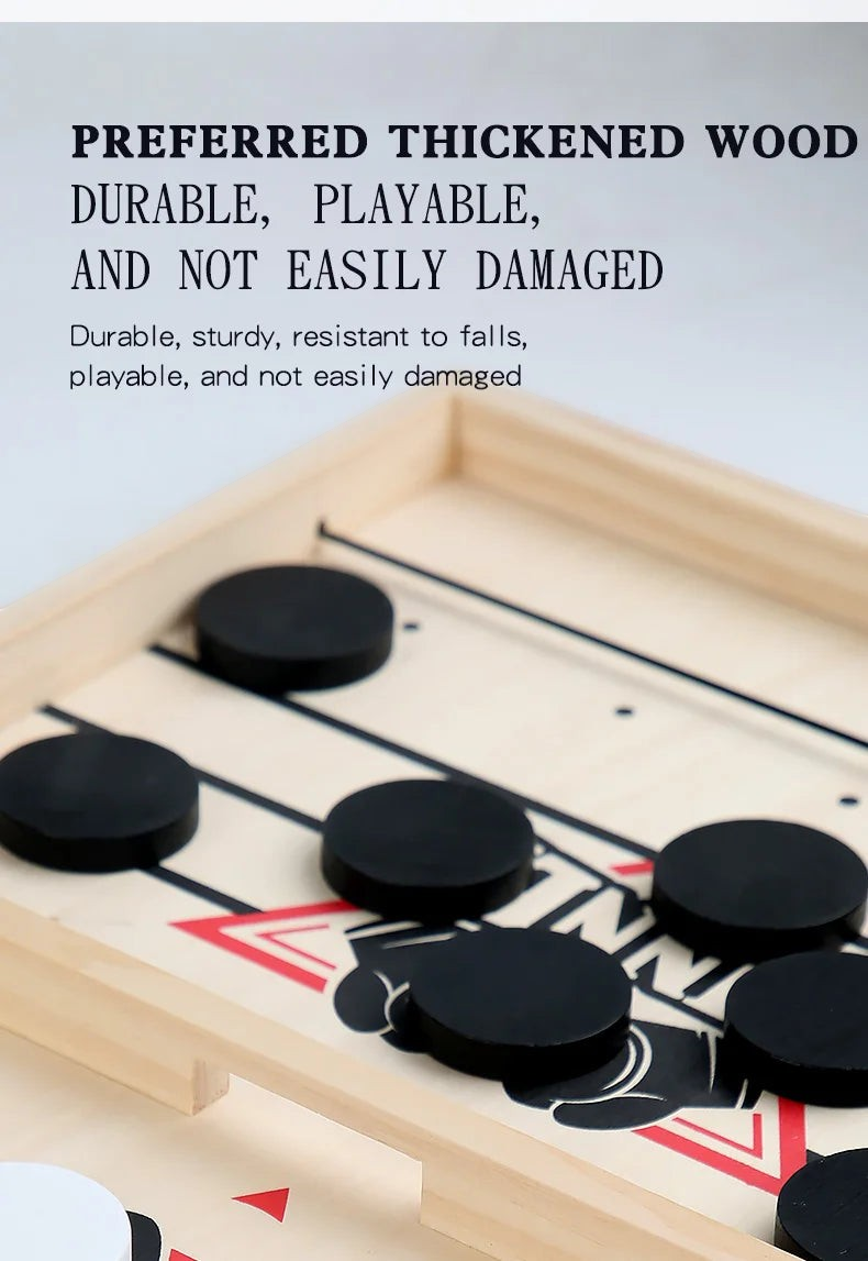 Fast Sling Puck Board Game Wooden Table Hockey Party Game for Kids & Adults - UNIVEA