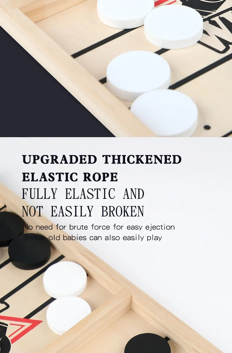 Fast Sling Puck Board Game Wooden Table Hockey Party Game for Kids & Adults - UNIVEA