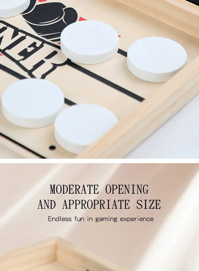 Fast Sling Puck Board Game Wooden Table Hockey Party Game for Kids & Adults - UNIVEA