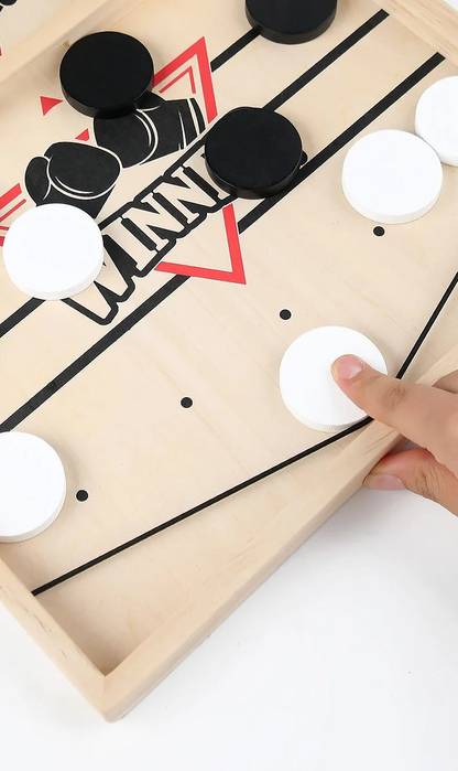 Fast Sling Puck Board Game Wooden Table Hockey Party Game for Kids & Adults - UNIVEA