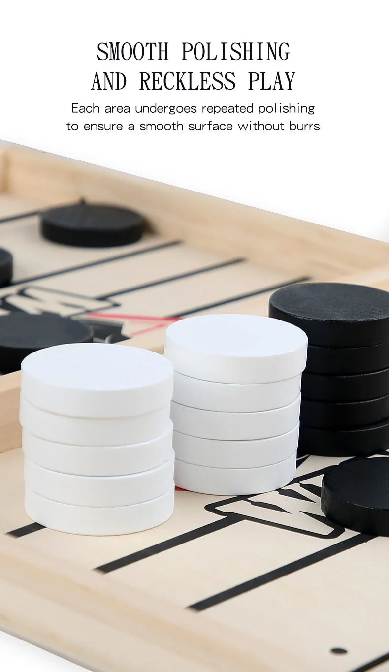 Fast Sling Puck Board Game Wooden Table Hockey Party Game for Kids & Adults - UNIVEA
