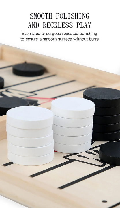 Fast Sling Puck Board Game Wooden Table Hockey Party Game for Kids & Adults - UNIVEA
