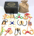 Set of 6/12PCS Magic Brain Teasers Puzzle Logic Wooden Rope Loop Rings Puzzles Game Toys Gift for Adults Kids - UNIVEA