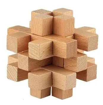 Beech Wood Wooden Burr Puzzles Interlocking Game for Adults KIds - UNIVEA