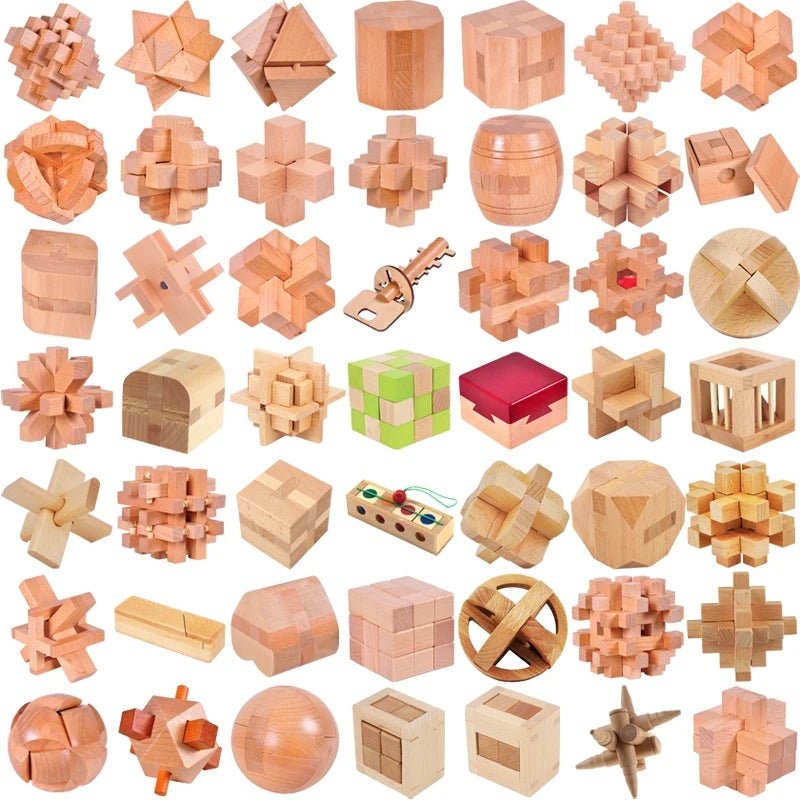 Beech Wood Wooden Burr Puzzles Interlocking Game for Adults KIds - UNIVEA