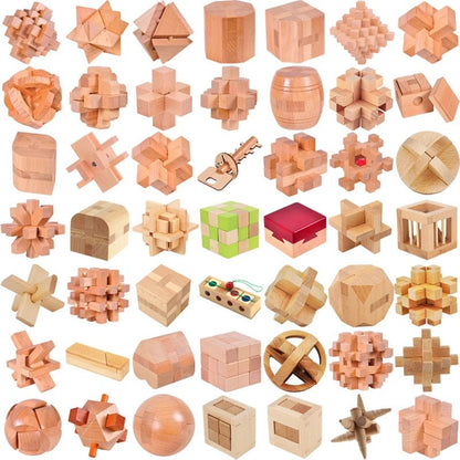Beech Wood Wooden Burr Puzzles Interlocking Game for Adults KIds - UNIVEA