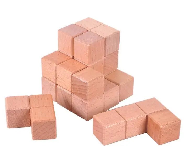 Beech Wood Wooden Burr Puzzles Interlocking Game for Adults KIds - UNIVEA