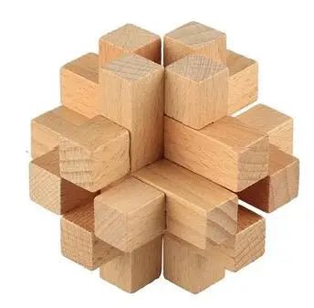 Beech Wood Wooden Burr Puzzles Interlocking Game for Adults KIds - UNIVEA