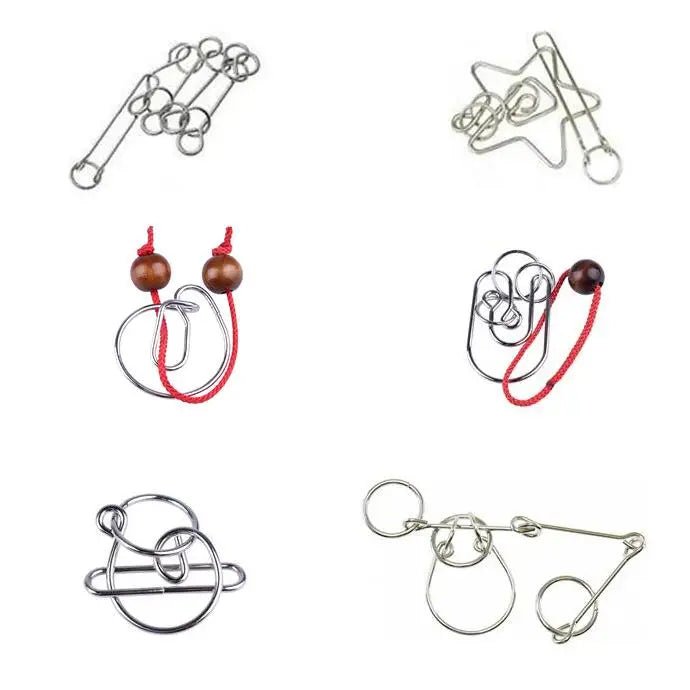 Classic IQ Metal Brain Teasers Lock Ring Puzzle Logic Magic Mind Wire Puzzles Game Gift for Adults Kids - UNIVEA