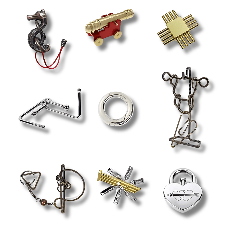 Classic IQ Metal Brain Teasers Lock Ring Puzzle Logic Magic Mind Wire Puzzles Game Gift for Adults Kids - UNIVEA