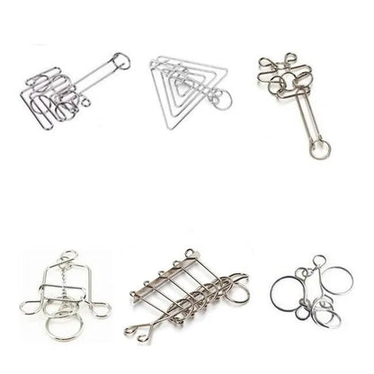 Classic IQ Metal Brain Teasers Lock Ring Puzzle Logic Magic Mind Wire Puzzles Game Gift for Adults Kids - UNIVEA