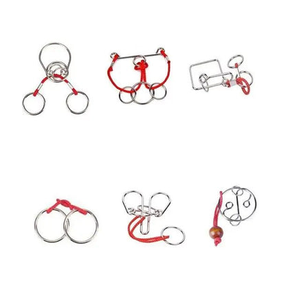 Classic IQ Metal Brain Teasers Lock Ring Puzzle Logic Magic Mind Wire Puzzles Game Gift for Adults Kids - UNIVEA