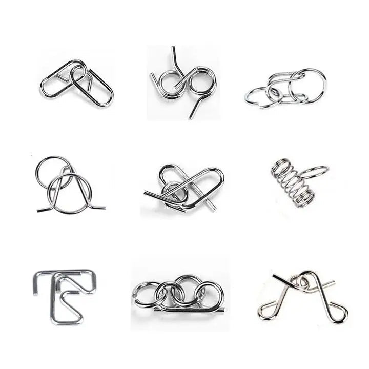 Classic IQ Metal Brain Teasers Lock Ring Puzzle Logic Magic Mind Wire Puzzles Game Gift for Adults Kids - UNIVEA