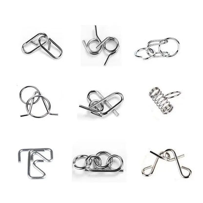 Classic IQ Metal Brain Teasers Lock Ring Puzzle Logic Magic Mind Wire Puzzles Game Gift for Adults Kids - UNIVEA