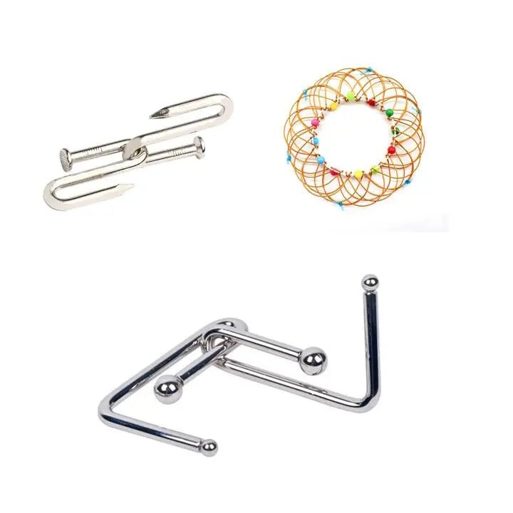 Classic IQ Metal Brain Teasers Lock Ring Puzzle Logic Magic Mind Wire Puzzles Game Gift for Adults Kids - UNIVEA