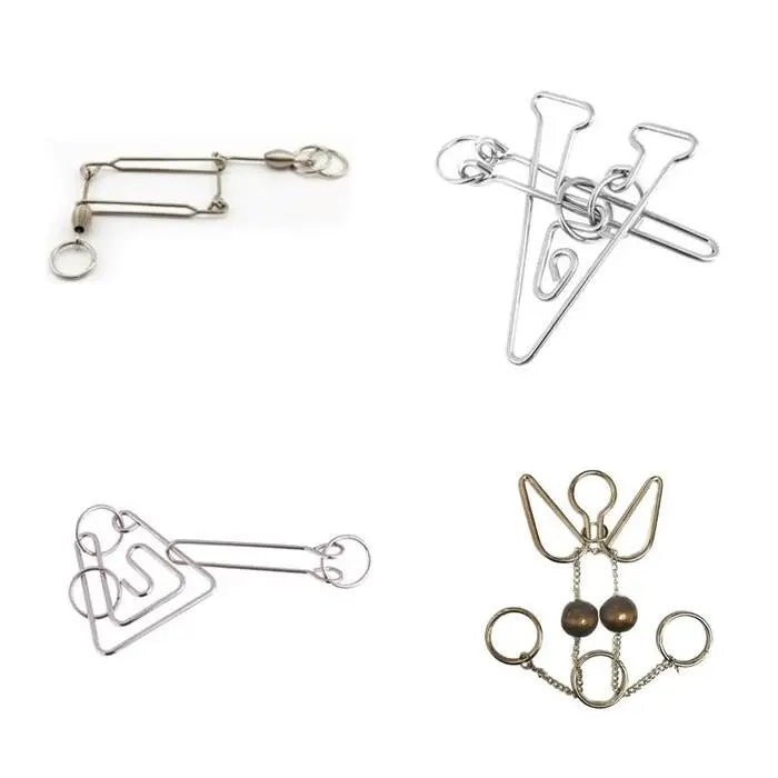 Classic IQ Metal Brain Teasers Lock Ring Puzzle Logic Magic Mind Wire Puzzles Game Gift for Adults Kids - UNIVEA