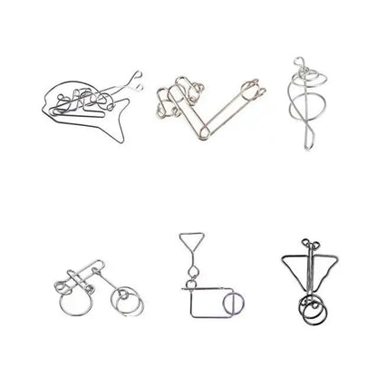 Classic IQ Metal Brain Teasers Lock Ring Puzzle Logic Magic Mind Wire Puzzles Game Gift for Adults Kids - UNIVEA