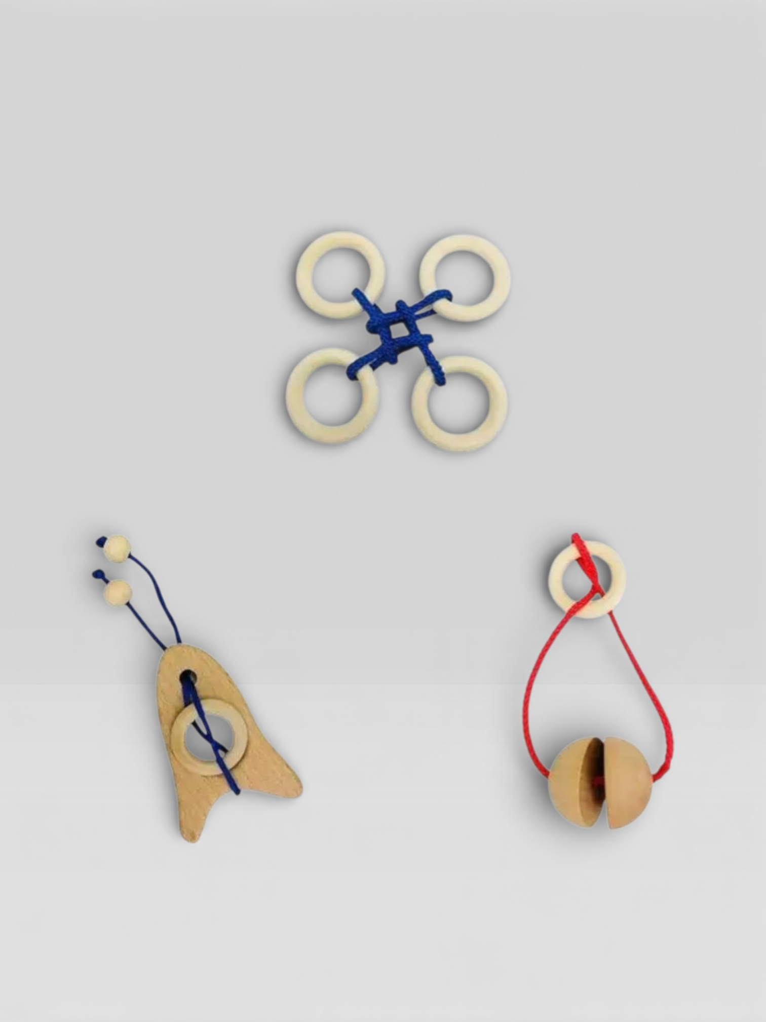 Desk Novelty 3D Wooden Rope Loop Puzzle - UNIVEA