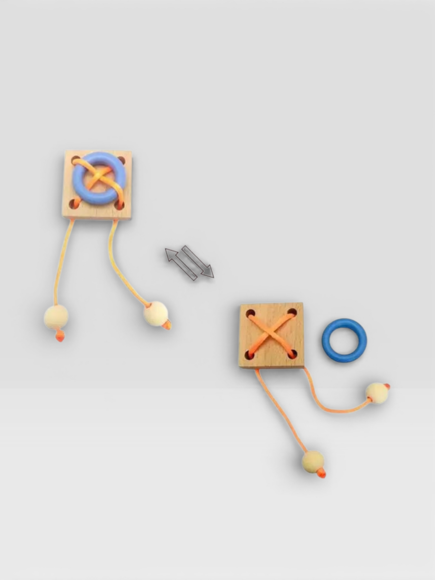 Intelligence Logic Wooden Metal Rope Puzzle - UNIVEA