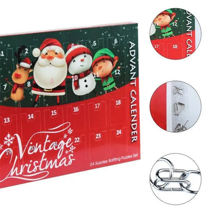 Set of 24PCS Metal Wire Puzzles Magic Mind Puzzle Advent Calendar Christmas Gift Toys for Children - UNIVEA