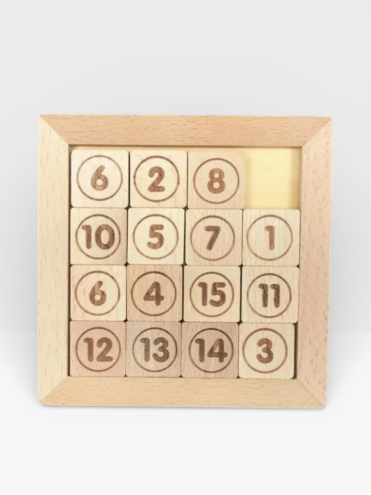 Wooden 15 Numbers Sliding Brain Teasers Puzzles Game - UNIVEA