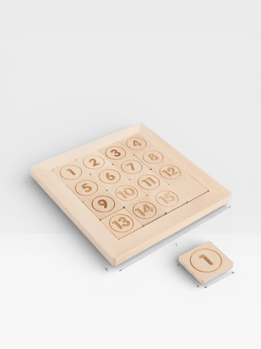 Wooden 15 Numbers Sliding Brain Teasers Puzzles Game - UNIVEA