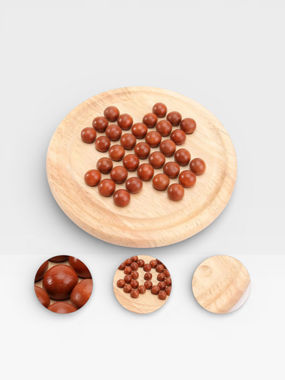 Wooden Europe Board Game Single Chess Peg Solitaire Diamond Move Independently Cognitive Ability Toy Classical Educational Toys - UNIVEA